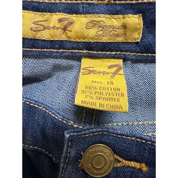 Seven 7 For All Mankind Women's Size 14 Premium Blue Denim Jeans Flare Leg Boot - Picture 4 of 6